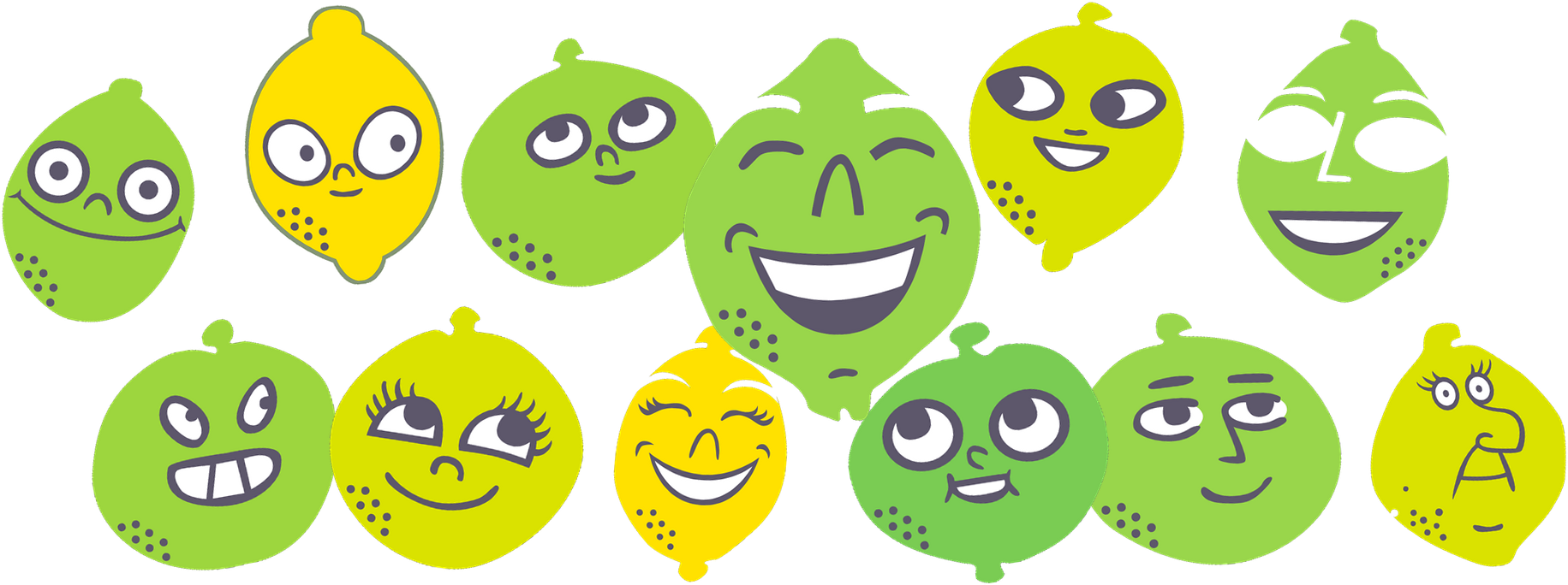La familia Lemonade — limones y limas ilustrados
